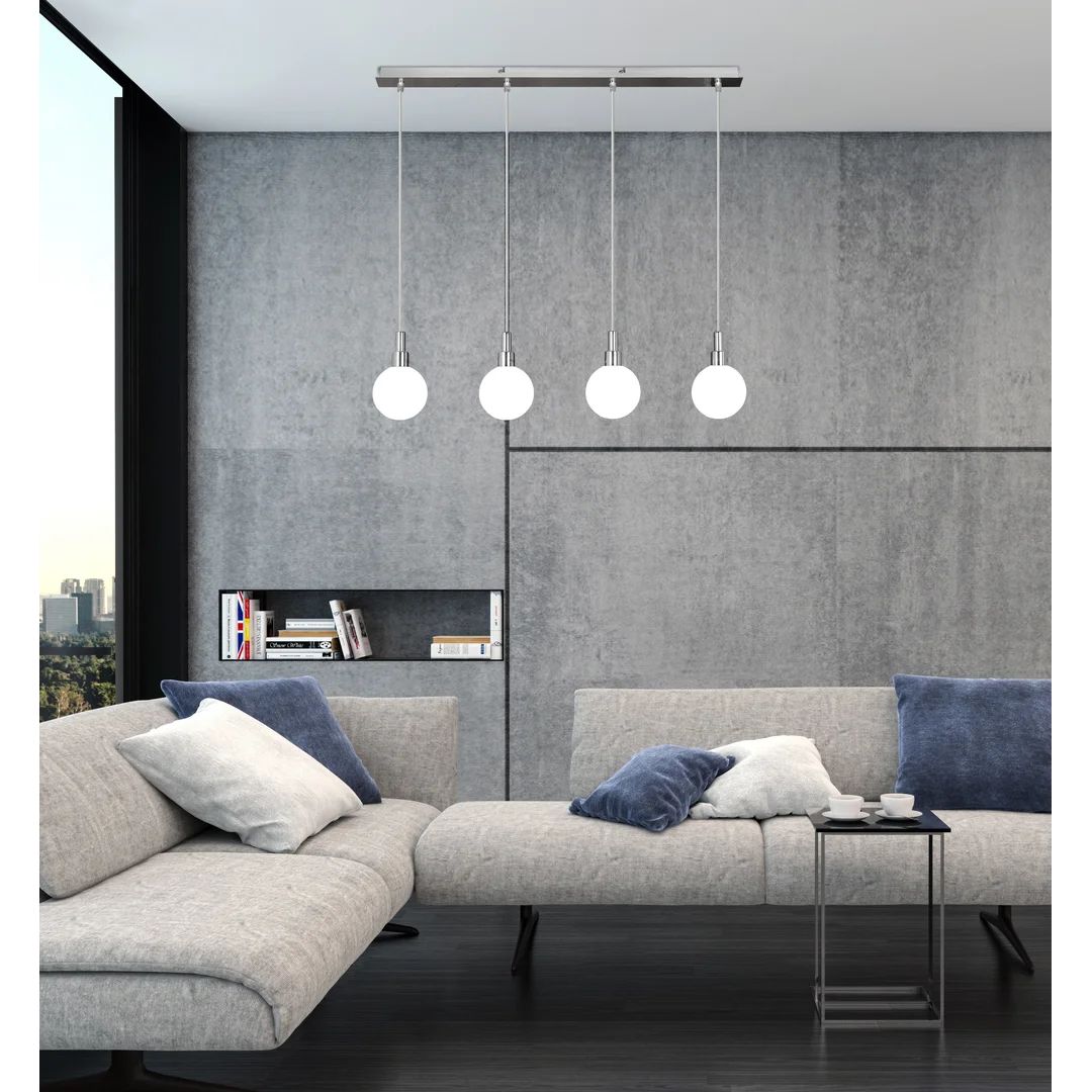 Maldus lampa wisząca chromowy 4x40w g9 klosz biały — zdjęcie 2