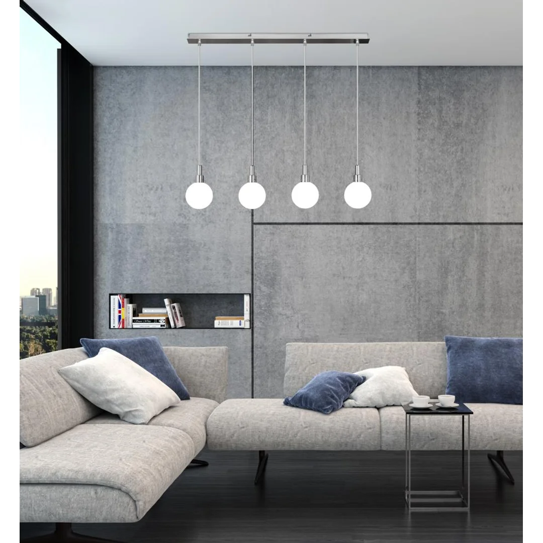 Maldus lampa wisząca chromowy 4x40w g9 klosz biały — zdjęcie 3
