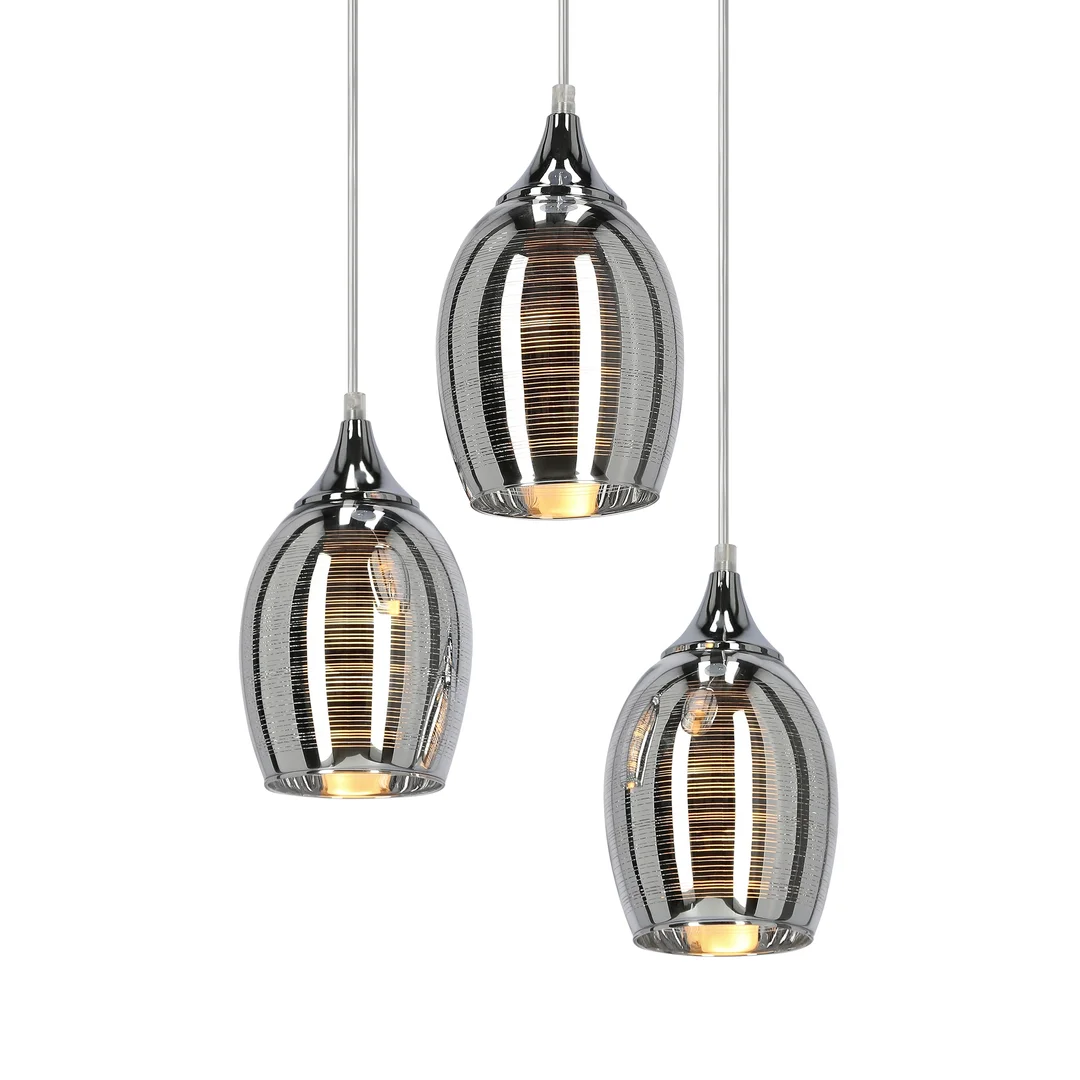 MARINA LAMPA WISZĄCA TALERZ 3X60W E27 CHROM — zdjęcie 3