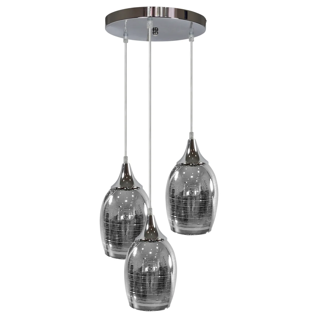 MARINA LAMPA WISZĄCA TALERZ 3X60W E27 CHROM — zdjęcie 8