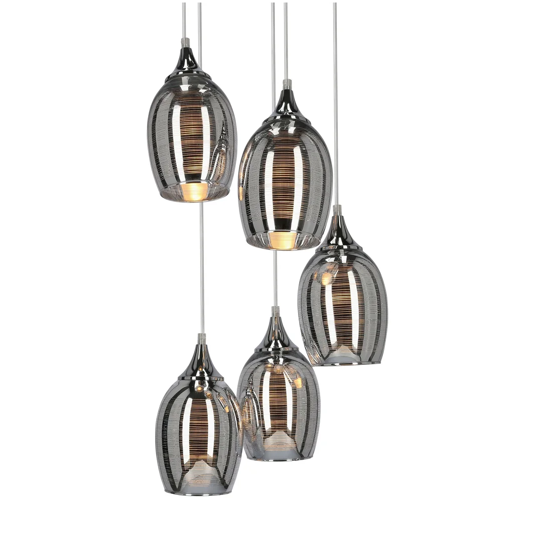 MARINA LAMPA WISZĄCA TALERZ 5X60W E27 CHROM — zdjęcie 11