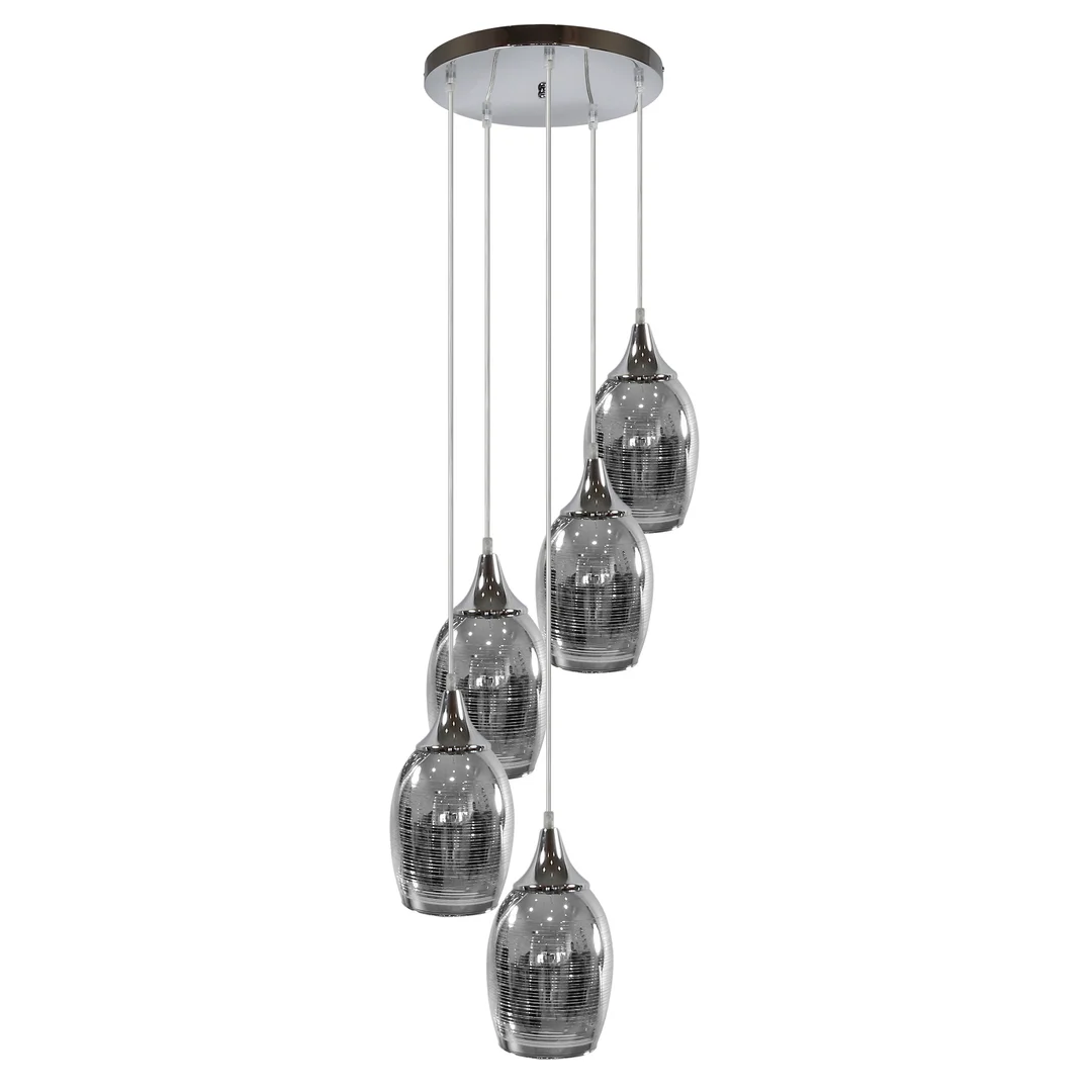 MARINA LAMPA WISZĄCA TALERZ 5X60W E27 CHROM — zdjęcie 13