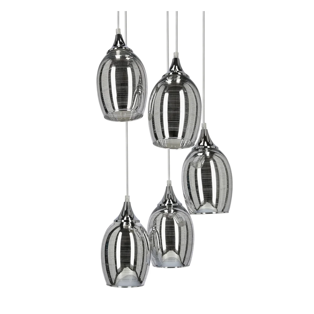 MARINA LAMPA WISZĄCA TALERZ 5X60W E27 CHROM — zdjęcie 4