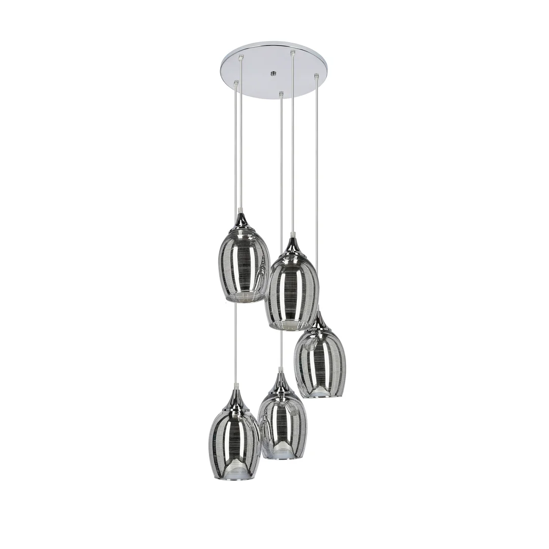MARINA LAMPA WISZĄCA TALERZ 5X60W E27 CHROM — zdjęcie 5