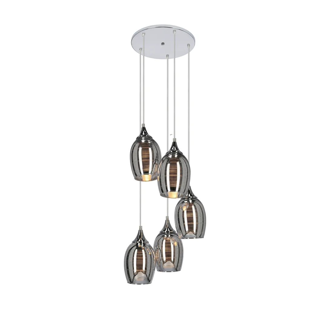 MARINA LAMPA WISZĄCA TALERZ 5X60W E27 CHROM — zdjęcie 6
