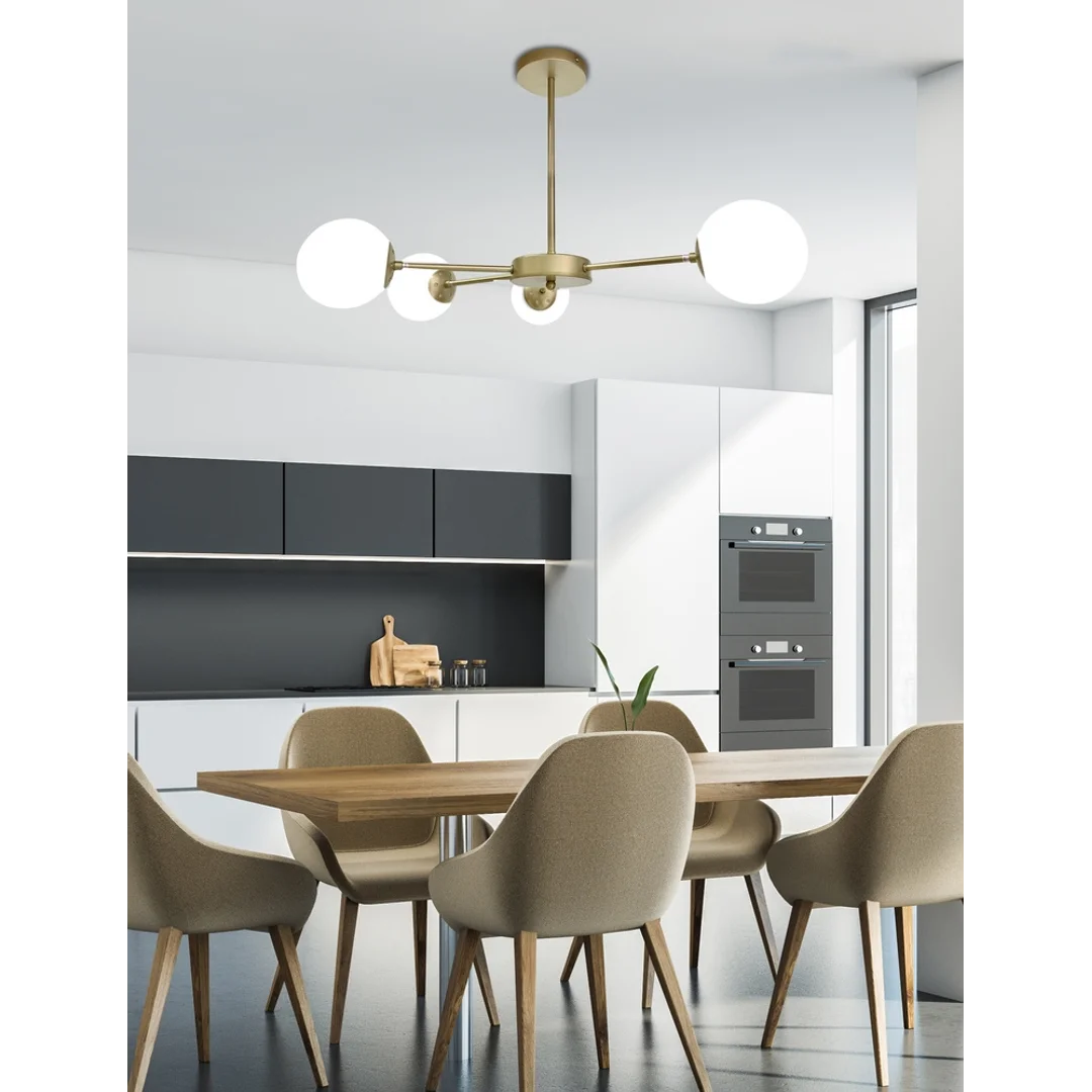 Mati lampa wisząca mosiądz 4x20w g9 klosz biały — zdjęcie 2