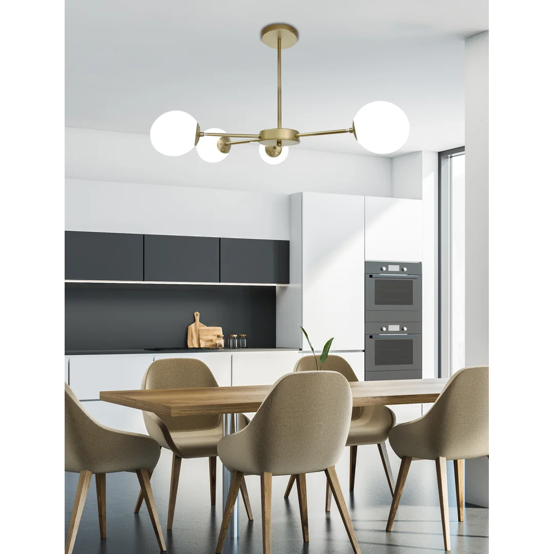 Mati lampa wisząca mosiądz 4x20w g9 klosz biały — zdjęcie 6