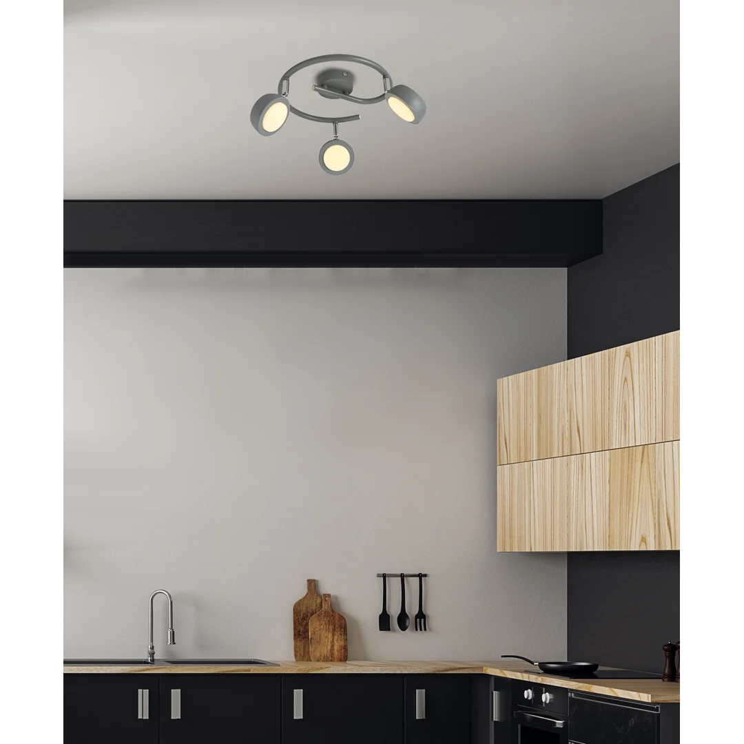 MILD LAMPA SUFITOWA SPIRALA 3X6W LED SZARY 3000K — zdjęcie 2
