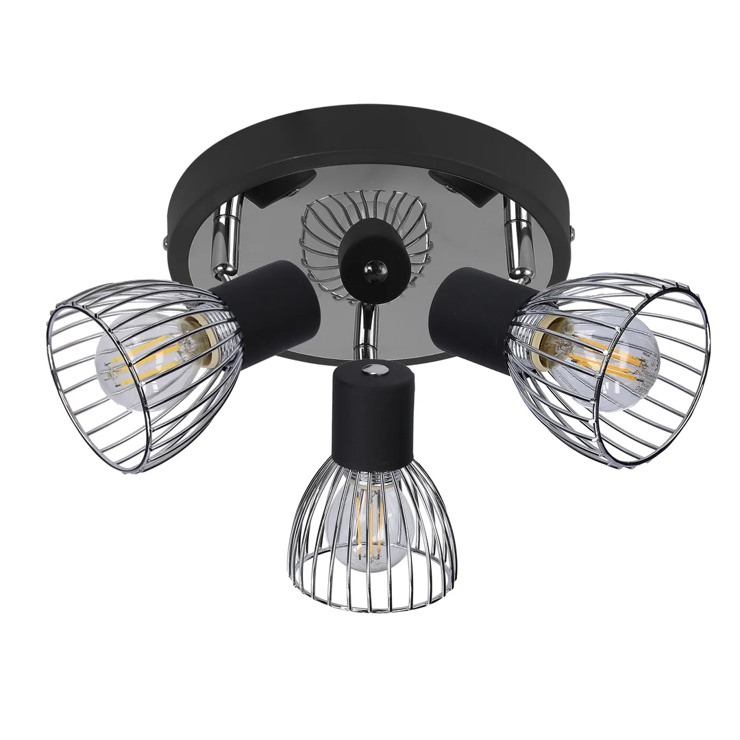 MODO LAMPA SUFITOWA PLAFON 3X40W E14 CZARNY+CHROM — zdjęcie 2