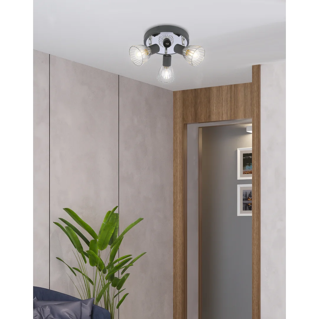 MODO LAMPA SUFITOWA PLAFON 3X40W E14 CZARNY+CHROM — zdjęcie 4