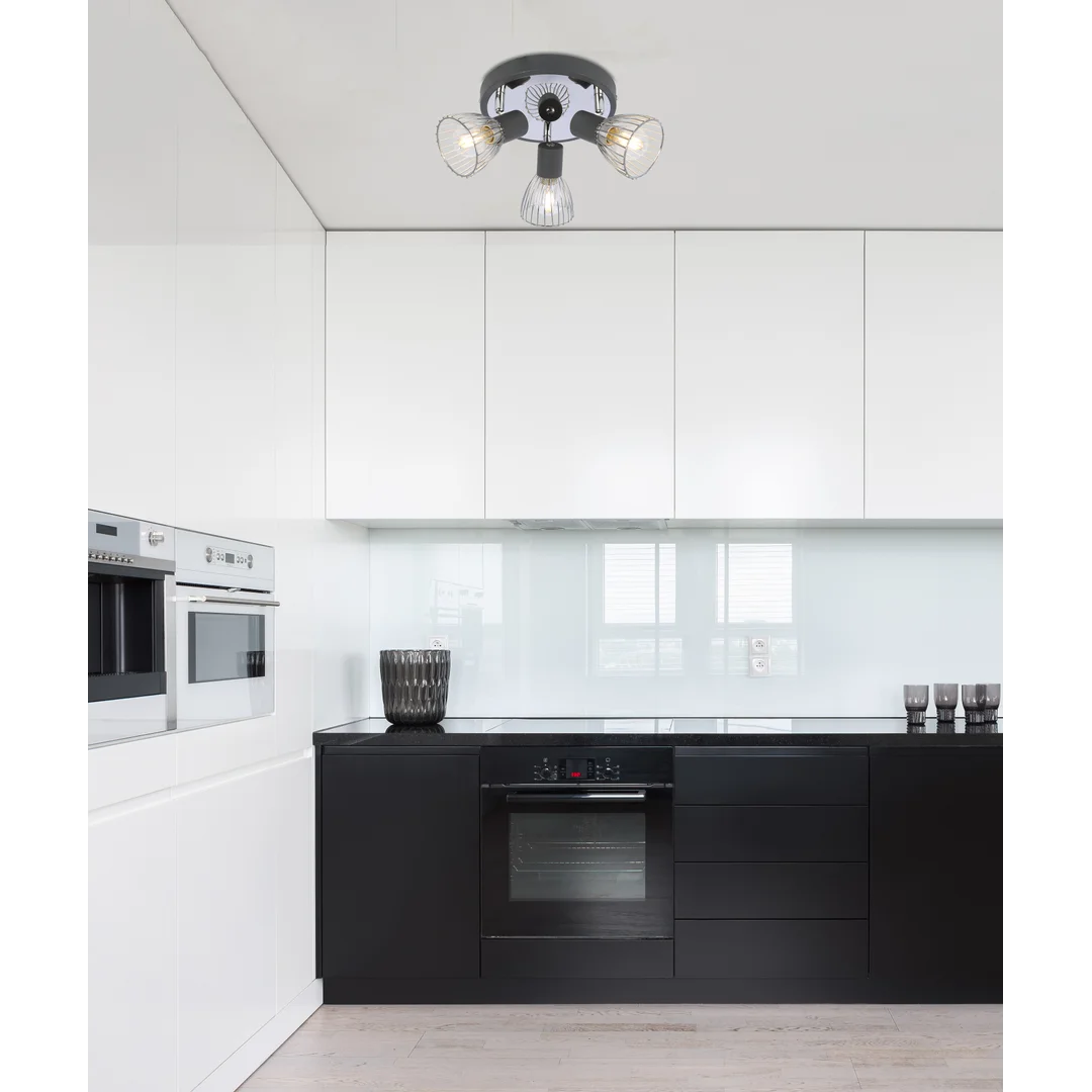 MODO LAMPA SUFITOWA PLAFON 3X40W E14 CZARNY+CHROM — zdjęcie 5