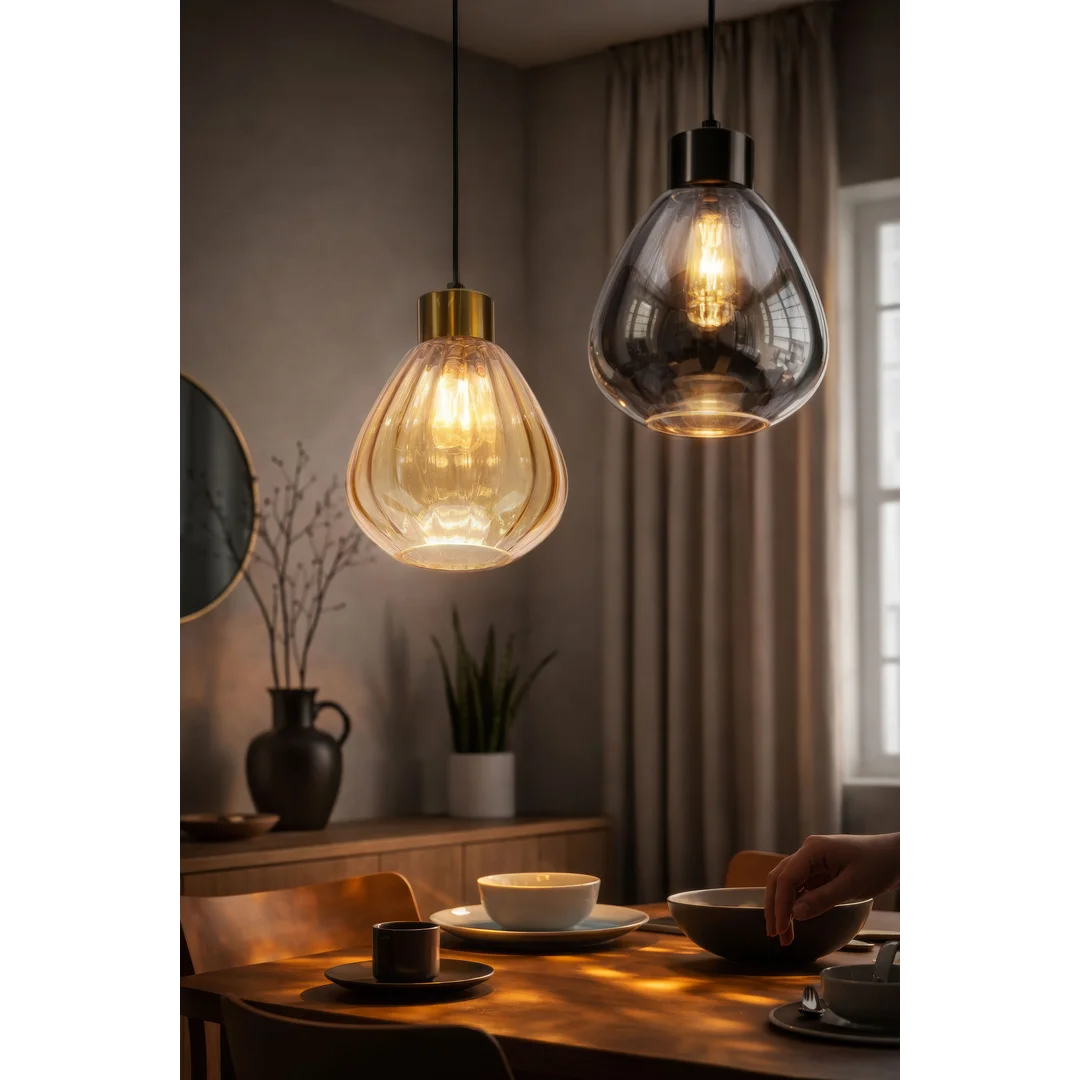 MONTE lampa wisząca czarny 1x40W E27 klosz dymiony — zdjęcie 2