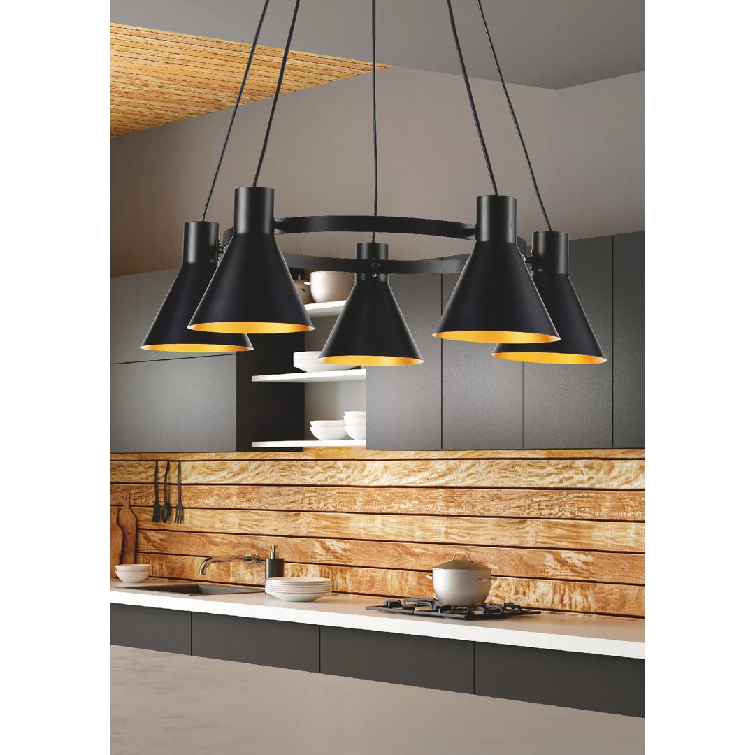 MORE LAMPA WISZĄCA 5X40W E27 CZARNY MATOWY — zdjęcie 2