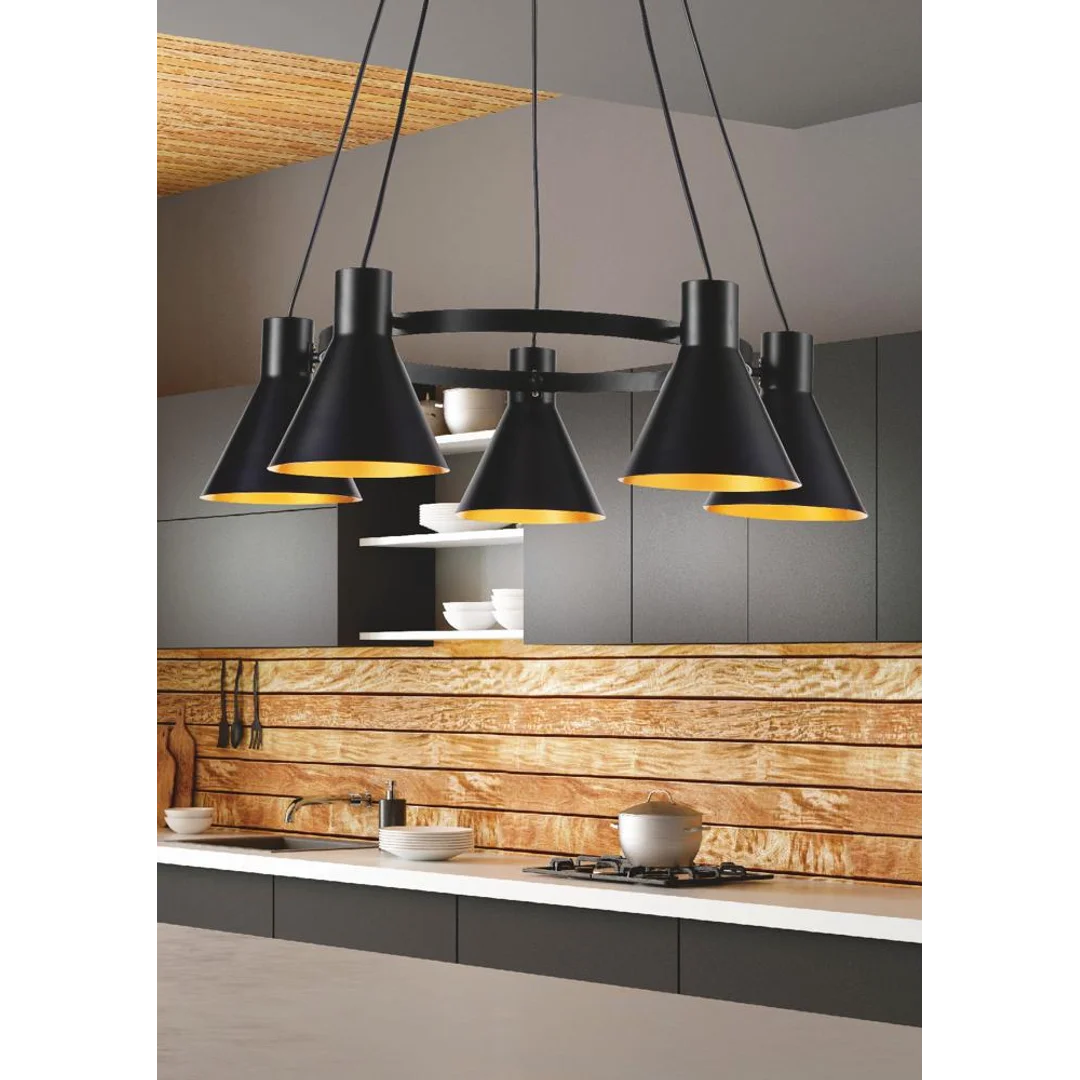 MORE LAMPA WISZĄCA 5X40W E27 CZARNY MATOWY — zdjęcie 3
