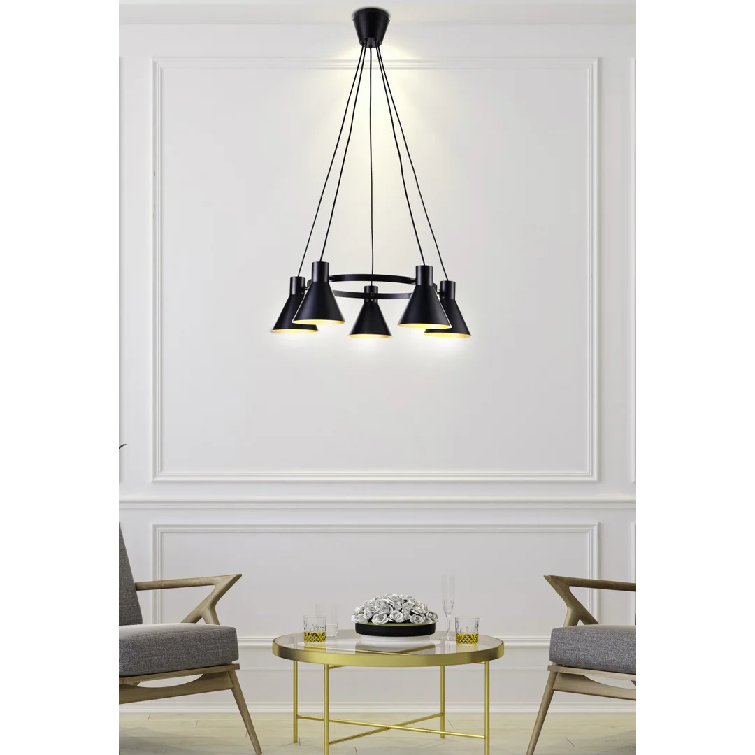 MORE LAMPA WISZĄCA 5X40W E27 CZARNY MATOWY — zdjęcie 4