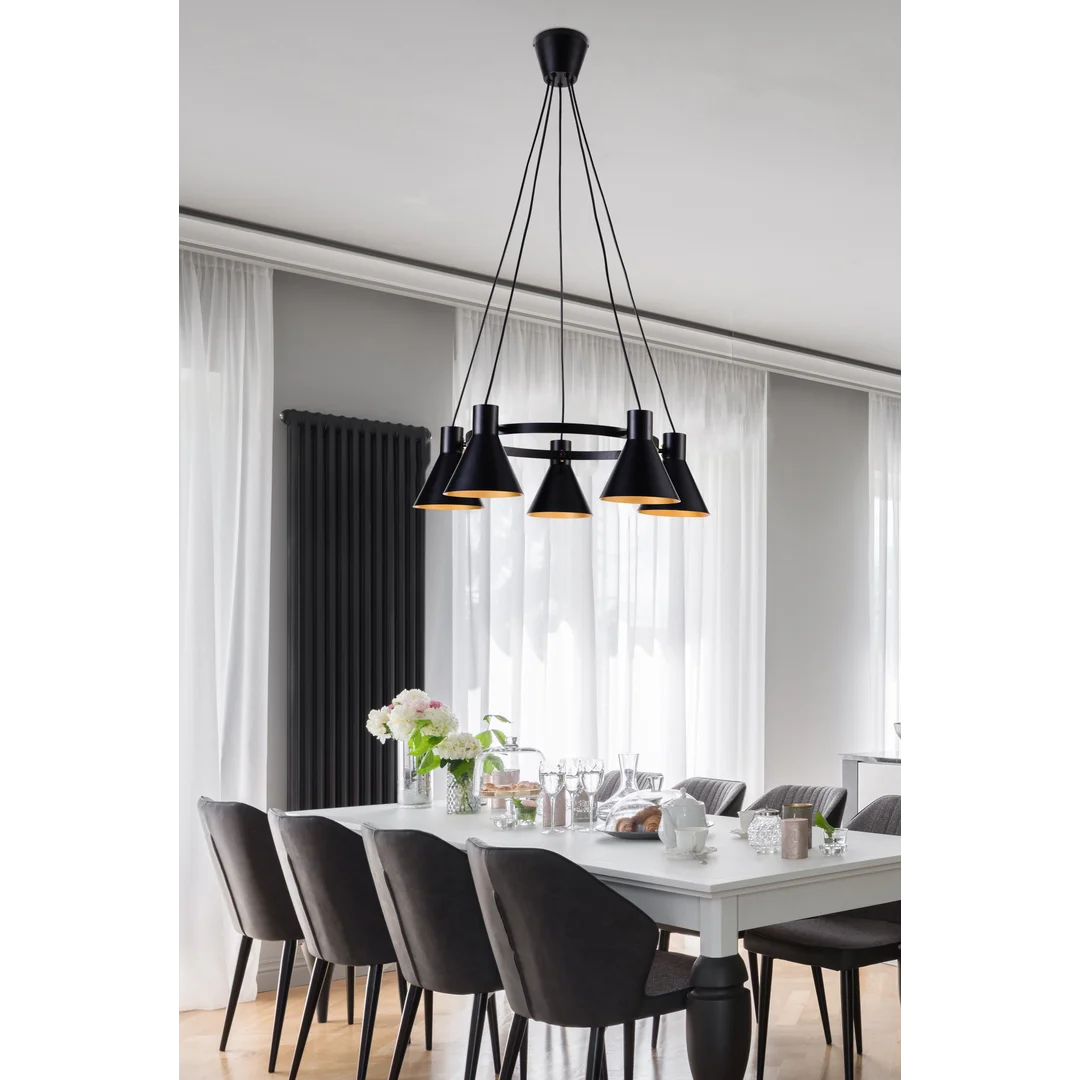 MORE LAMPA WISZĄCA 5X40W E27 CZARNY MATOWY — zdjęcie 5