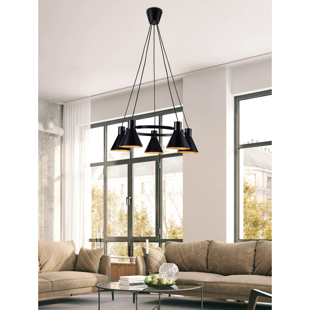 MORE LAMPA WISZĄCA 5X40W E27 CZARNY MATOWY — zdjęcie 6