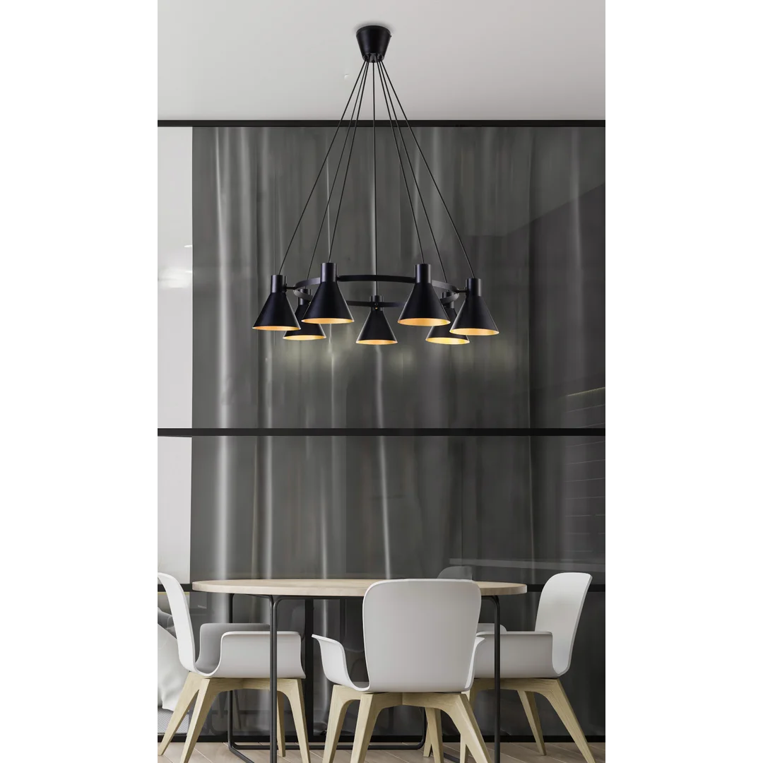 MORE LAMPA WISZĄCA 7X40W E27 CZARNY MATOWY — zdjęcie 2
