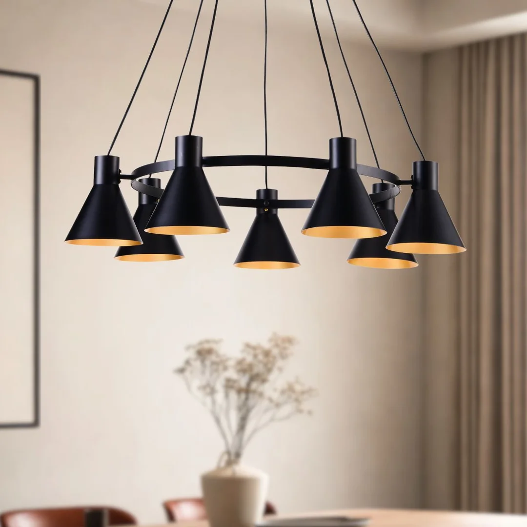 MORE LAMPA WISZĄCA 7X40W E27 CZARNY MATOWY — zdjęcie 4