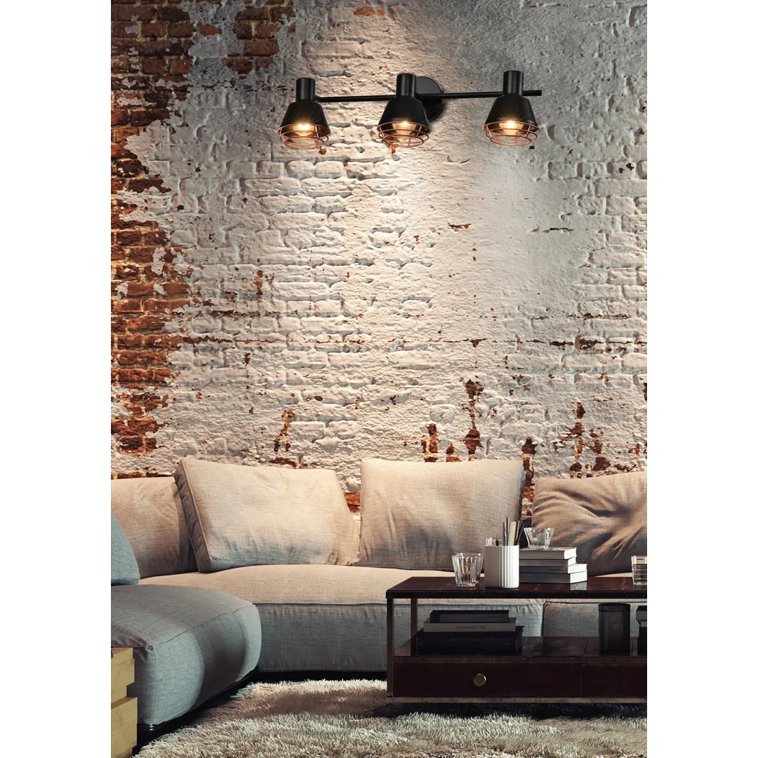Neria lampa sufitowa listwa czarny 3x40w e14 klosz miedziany — zdjęcie 2