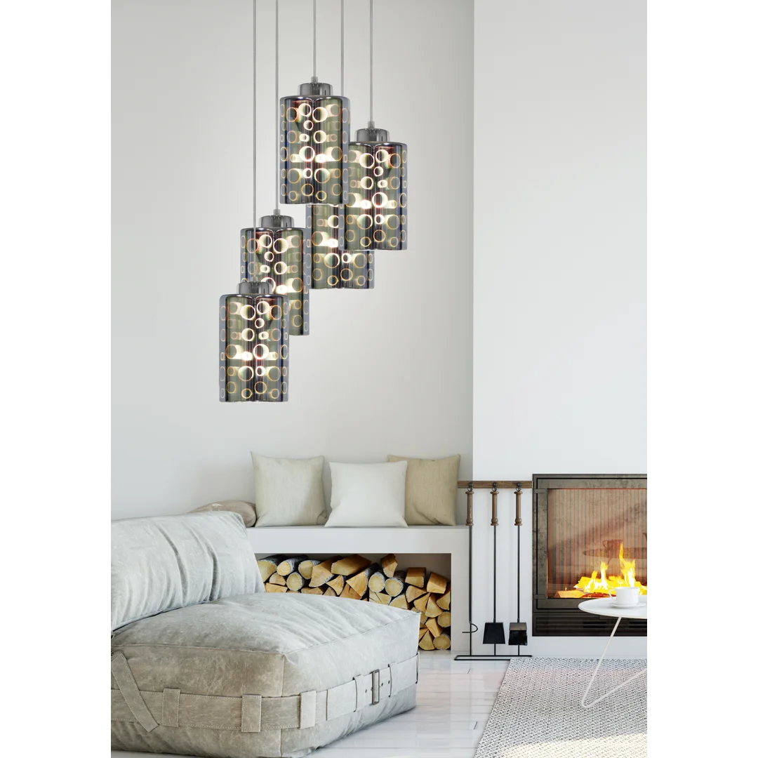 NOCTURNO LAMPA WISZĄCA TALERZ 5X40W E27 CHROM — zdjęcie 2