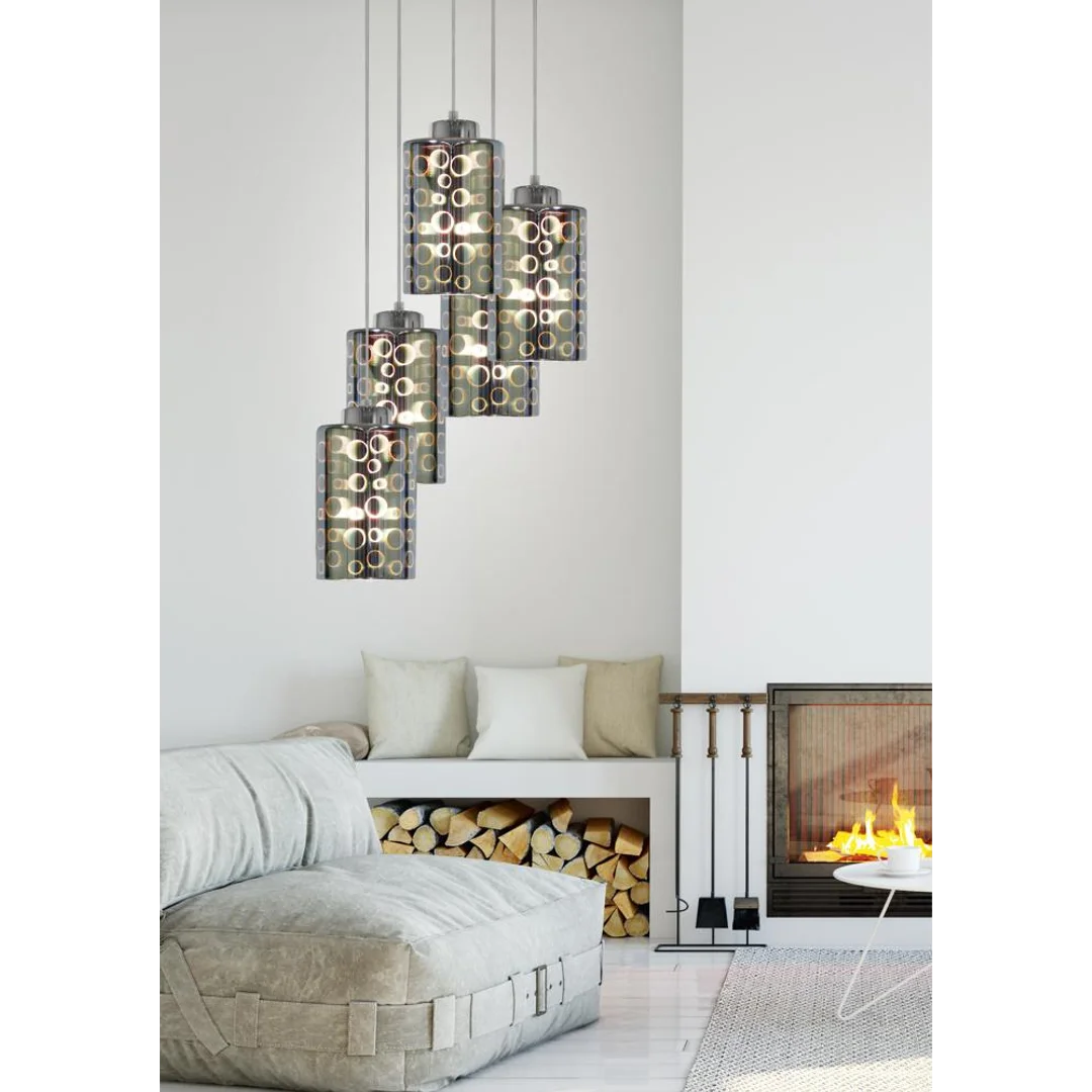 NOCTURNO LAMPA WISZĄCA TALERZ 5X40W E27 CHROM — zdjęcie 3