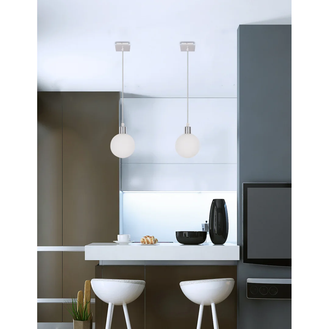 Oden lampa wisząca chromowy 1x40w g9 klosz biały 12cm — zdjęcie 2