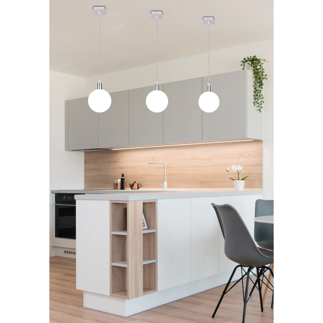 Oden lampa wisząca chromowy 1x40w g9 klosz biały 12cm — zdjęcie 3