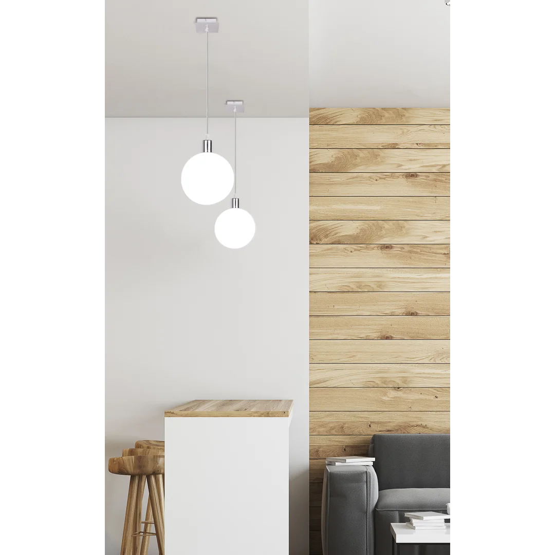 Oden lampa wisząca chromowy 1x40w g9 klosz biały 15cm — zdjęcie 2