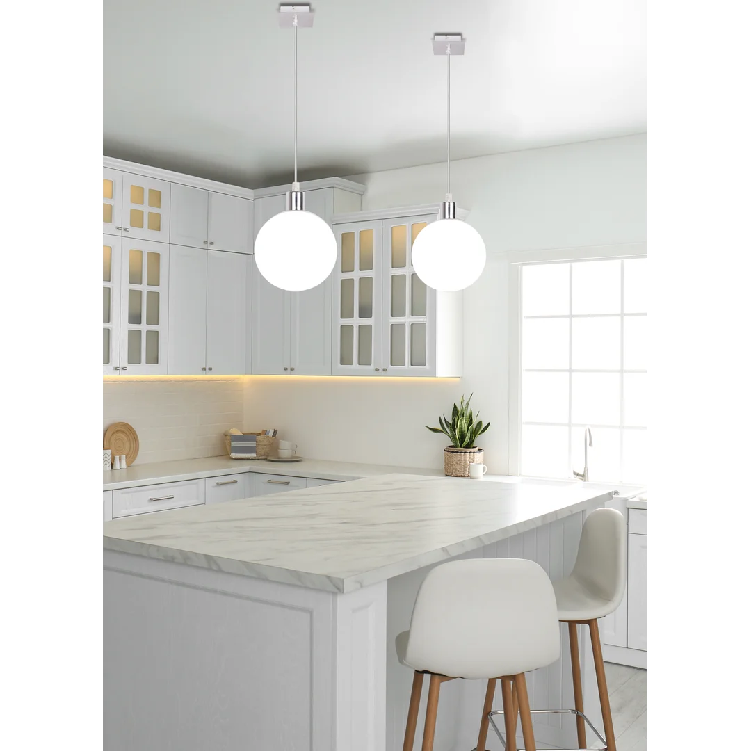 Oden lampa wisząca chromowy 1x40w g9 klosz biały 15cm — zdjęcie 3