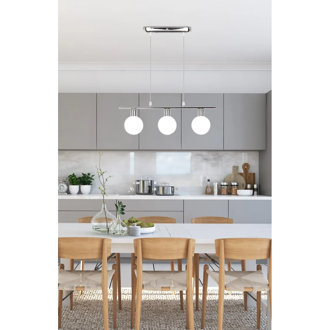 Oden lampa wisząca chromowy 3x40w g9 klosz biały — zdjęcie 3