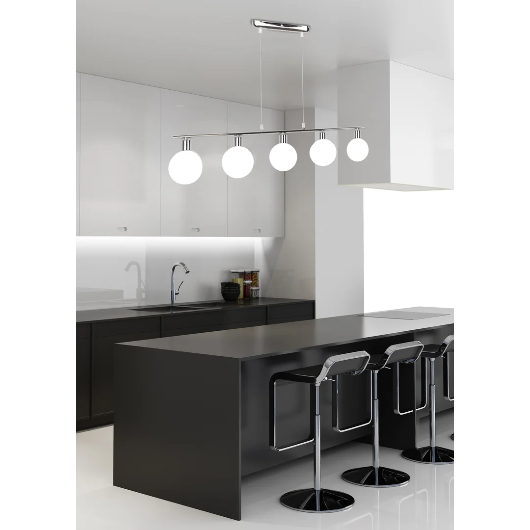 Oden lampa wisząca chromowy 5x40w g9 klosz biały — zdjęcie 3