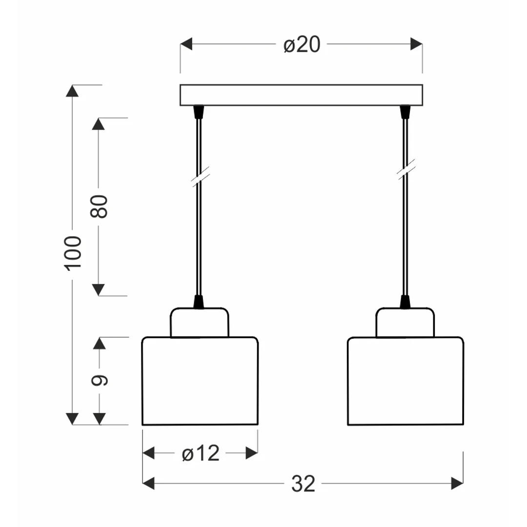 OLIVCA lampa wisząca czarny 2x40W E27 klosz oliwkowy — zdjęcie 2
