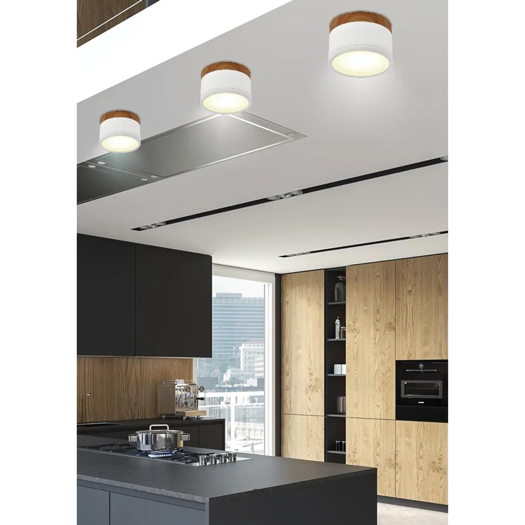 OPRAWA SUFITOWA TUBA 9W LED 4000K BIAŁY+DREWNIANY ŚR. 8,8 CM — zdjęcie 7