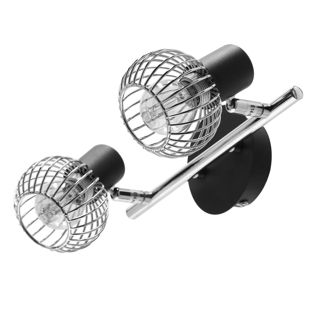 OSLO LAMPA SUFITOWA LISTWA 2X40W E14 CZARNY/CHROM — zdjęcie 2