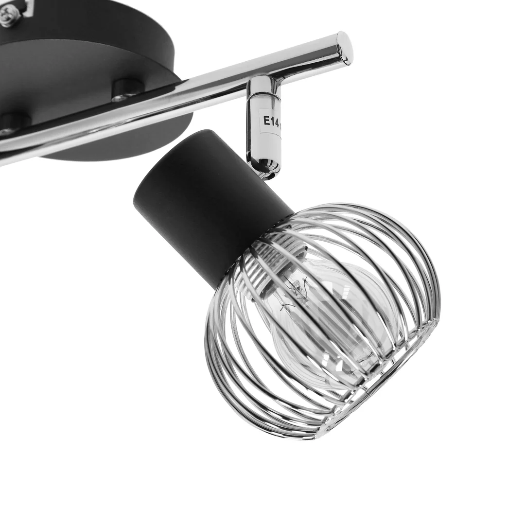 OSLO LAMPA SUFITOWA LISTWA 2X40W E14 CZARNY/CHROM — zdjęcie 3
