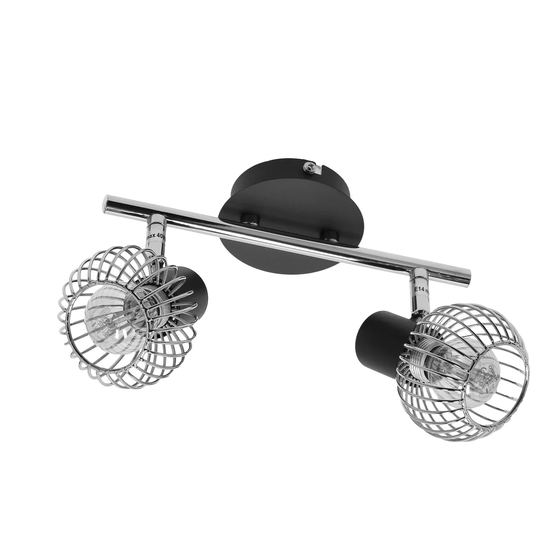 OSLO LAMPA SUFITOWA LISTWA 2X40W E14 CZARNY/CHROM — zdjęcie 6