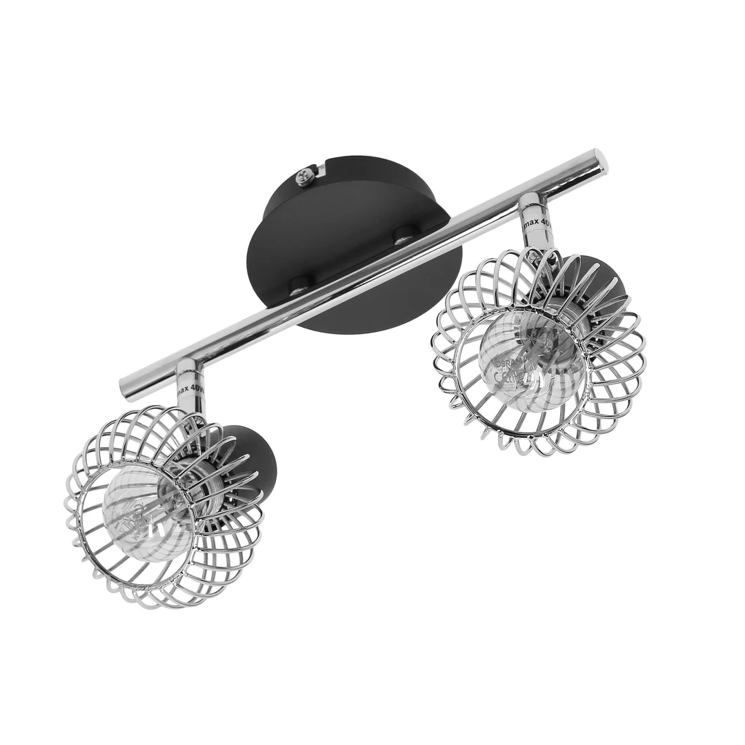 OSLO LAMPA SUFITOWA LISTWA 2X40W E14 CZARNY/CHROM — zdjęcie 10