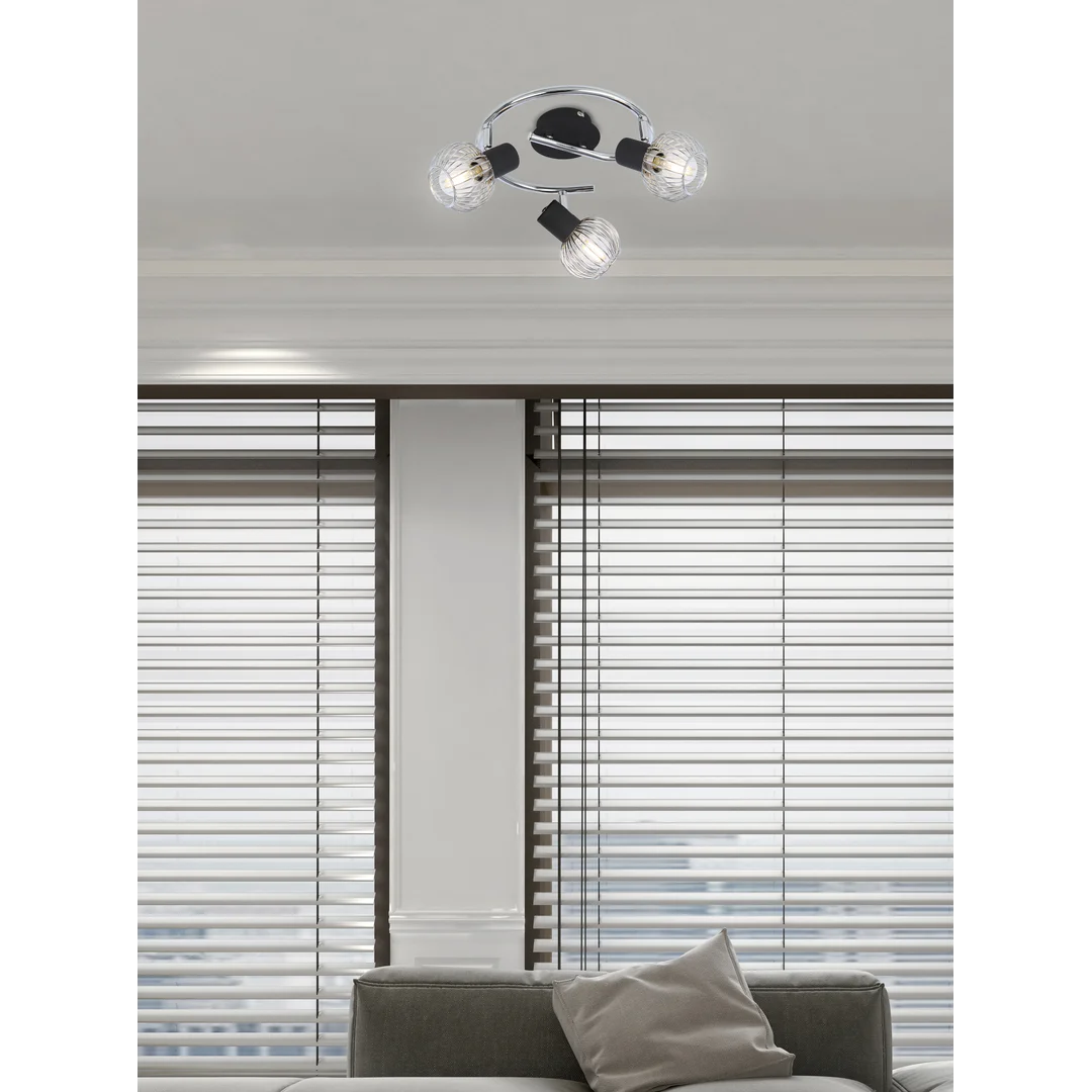 OSLO LAMPA SUFITOWA SPIRALA 3X40W E14 CZARNY/CHROM — zdjęcie 2