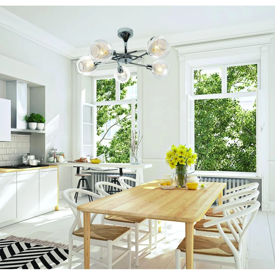 OZZO LAMPA WISZĄCA 5X40W E14 CHROM KLOSZ BEZBARWNY — zdjęcie 5