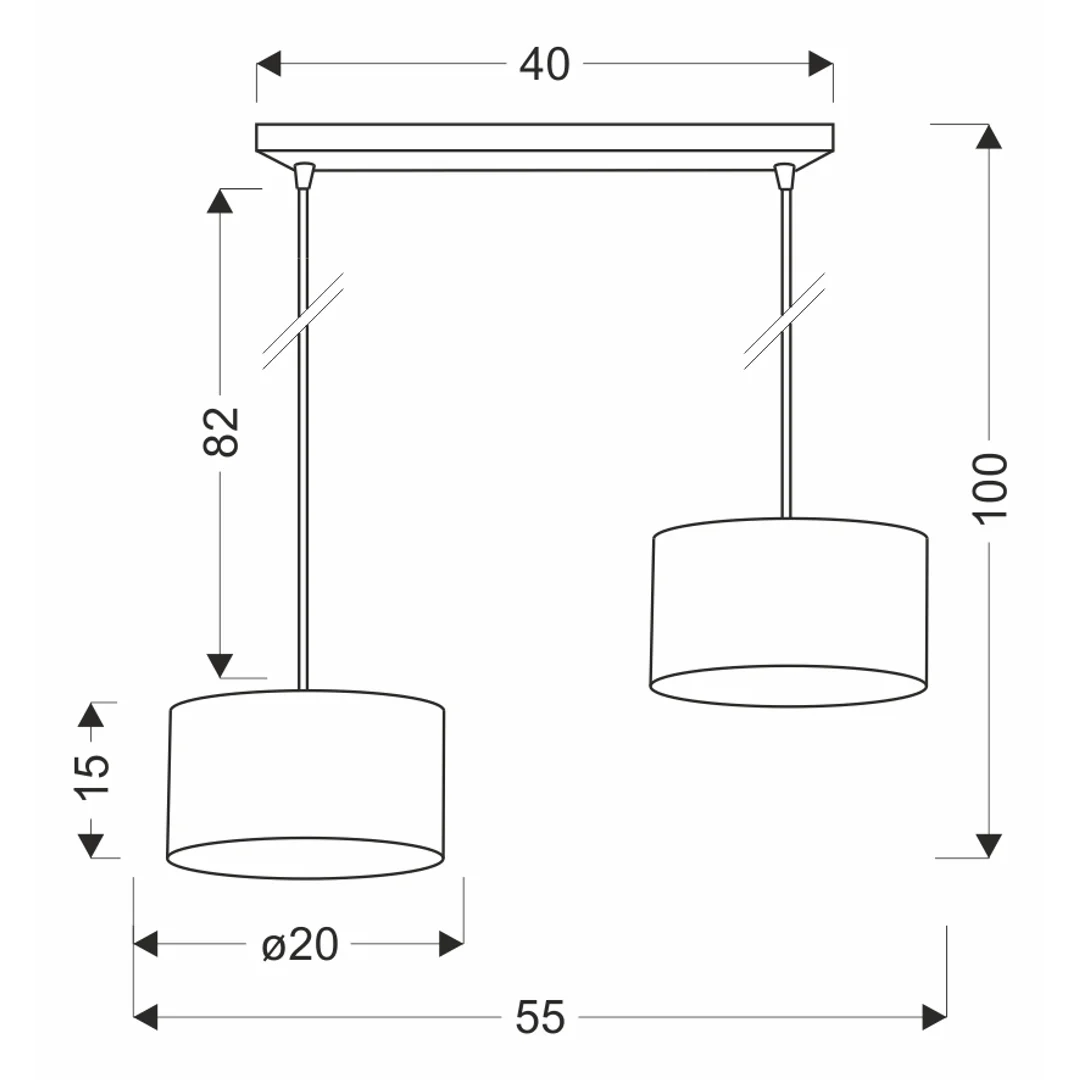 PANDY lampa wisząca czarny 2x40W E27 abażur szary+złoty — zdjęcie 2