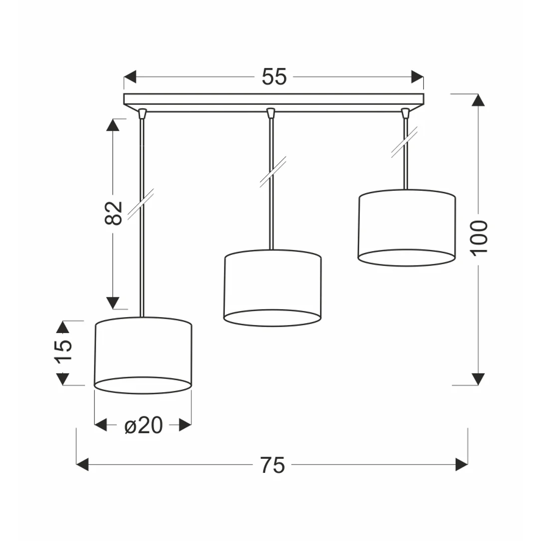 PANDY lampa wisząca czarny 3x40W E27 abażur szary+złoty — zdjęcie 2