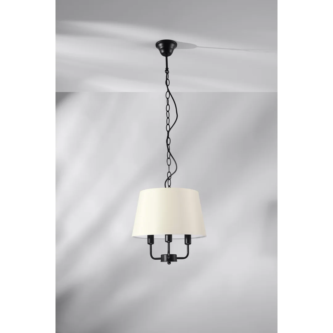 Pasteri lampa wisząca czarny matowy 3x40w e14 abażur beżowy — zdjęcie 2