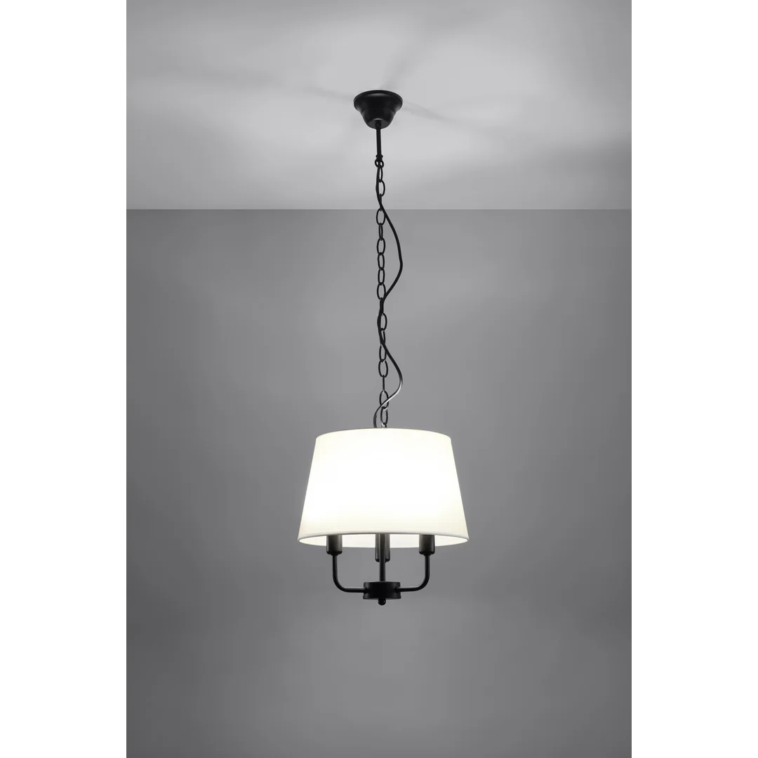 Pasteri lampa wisząca czarny matowy 3x40w e14 abażur beżowy — zdjęcie 3