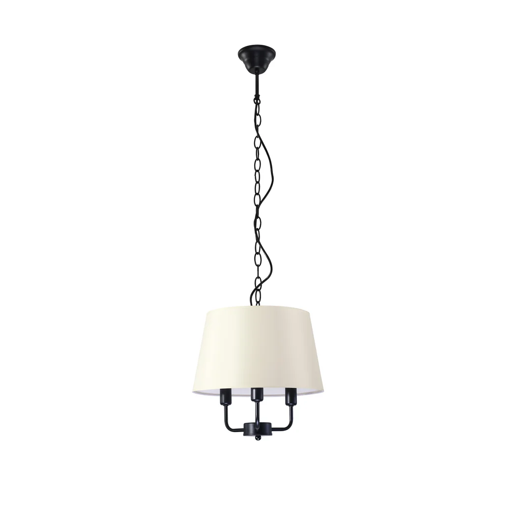 Pasteri lampa wisząca czarny matowy 3x40w e14 abażur beżowy — zdjęcie 5
