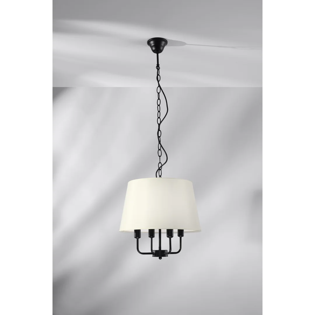 Pasteri lampa wisząca czarny matowy 4x40w e14 abażur beżowy — zdjęcie 2