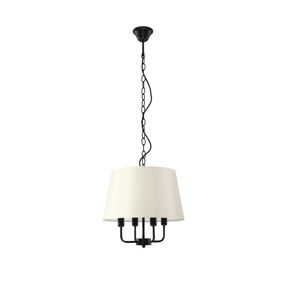 Pasteri lampa wisząca czarny matowy 4x40w e14 abażur beżowy — zdjęcie 5