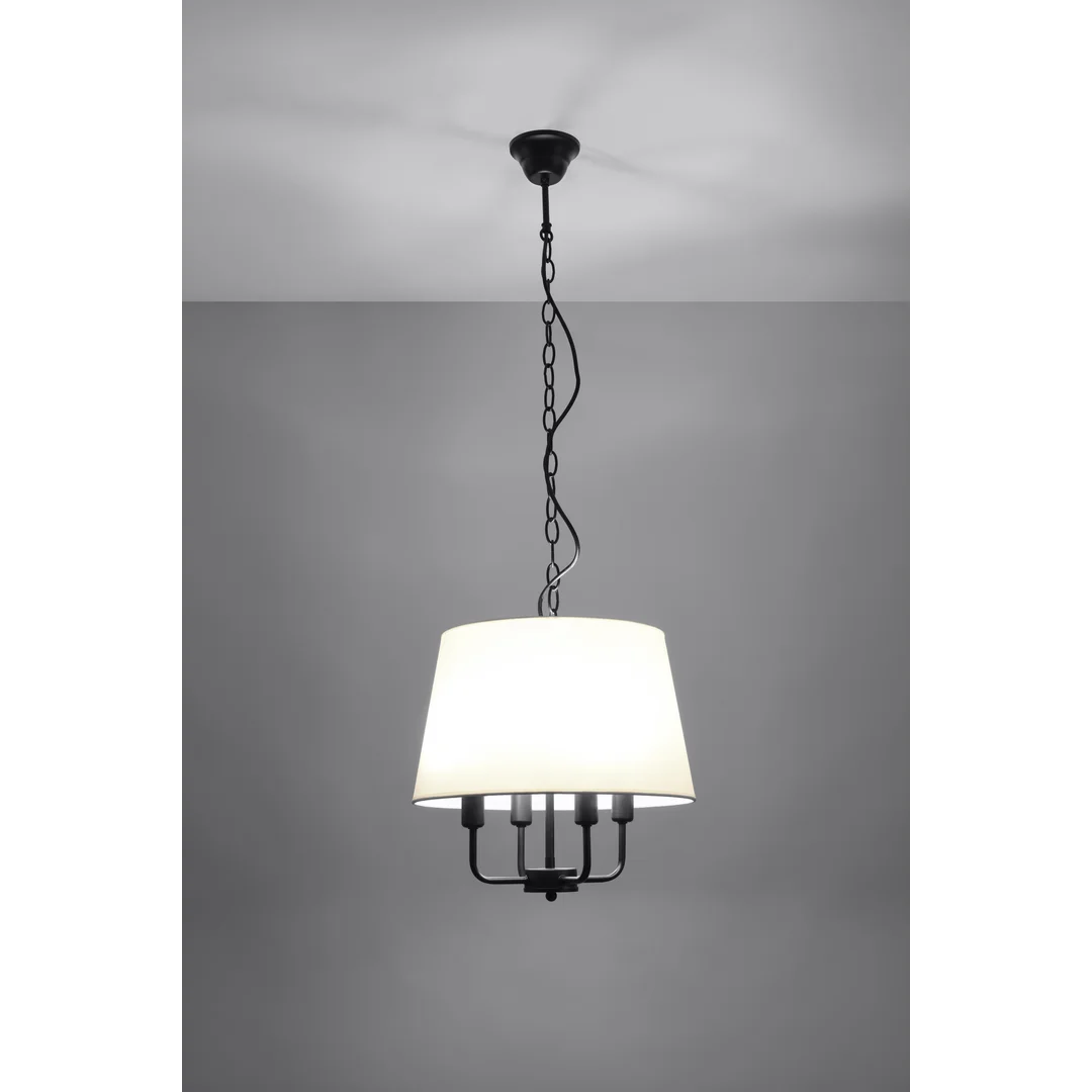 Pasteri lampa wisząca czarny matowy 4x40w e14 abażur beżowy — zdjęcie 6