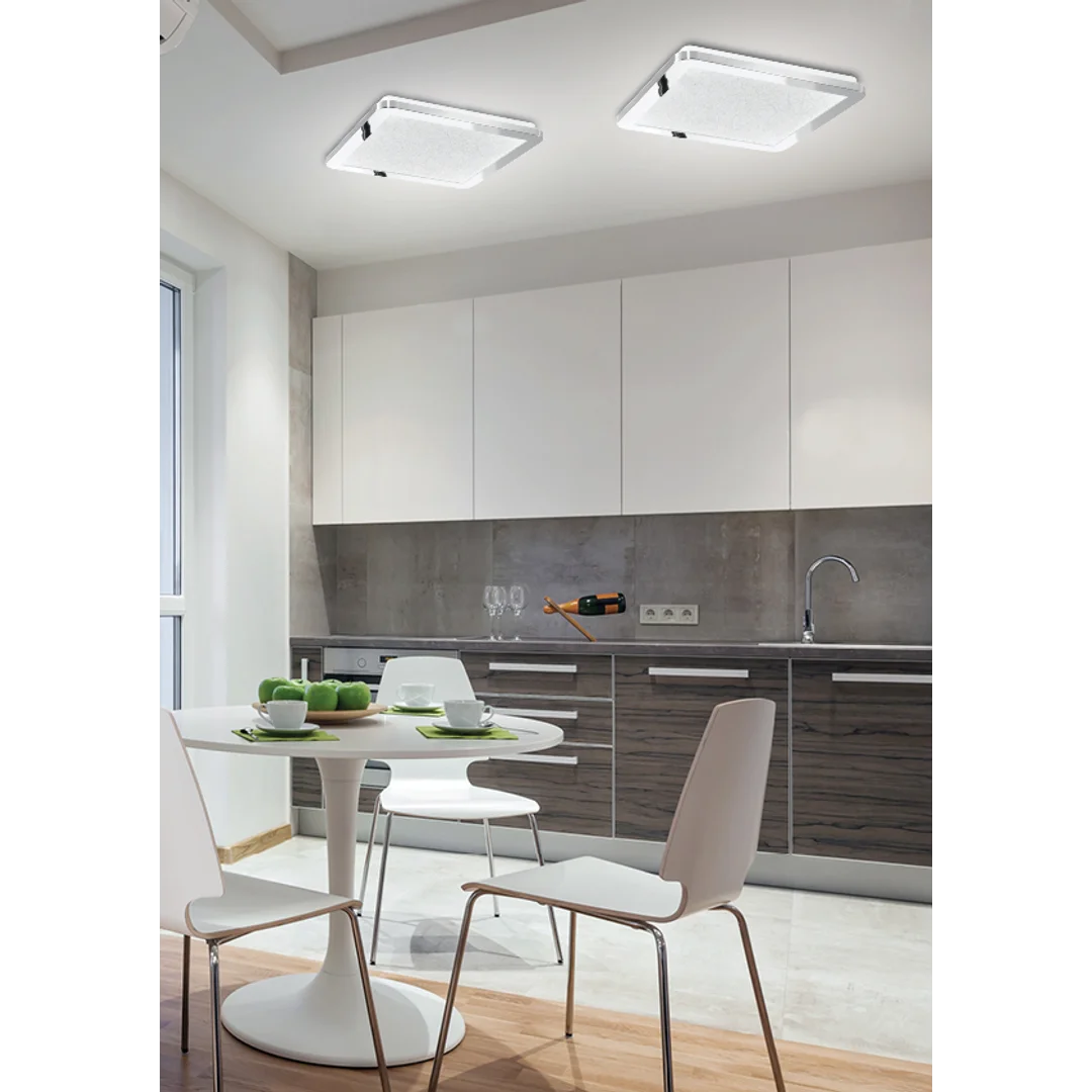 Plafon do łazienki NEXIT minimalistyczny – srebrny chromowany 40 cm – plafon z funkcją ściemniania LED 3000K 24W IP44 — zdjęcie 3