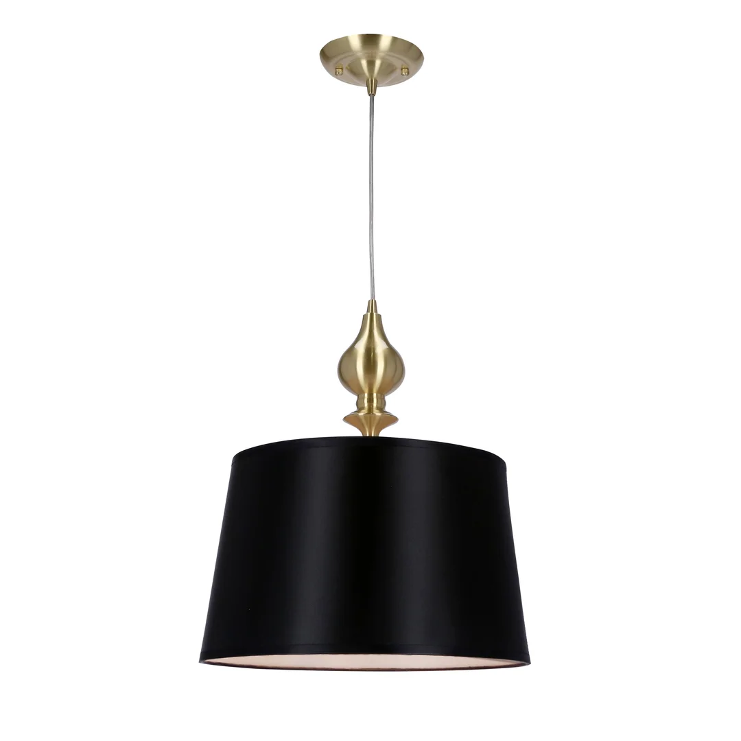 Prima gold lampa wisząca złoty satynowy 1x60w e27 abażur czarny — zdjęcie 2